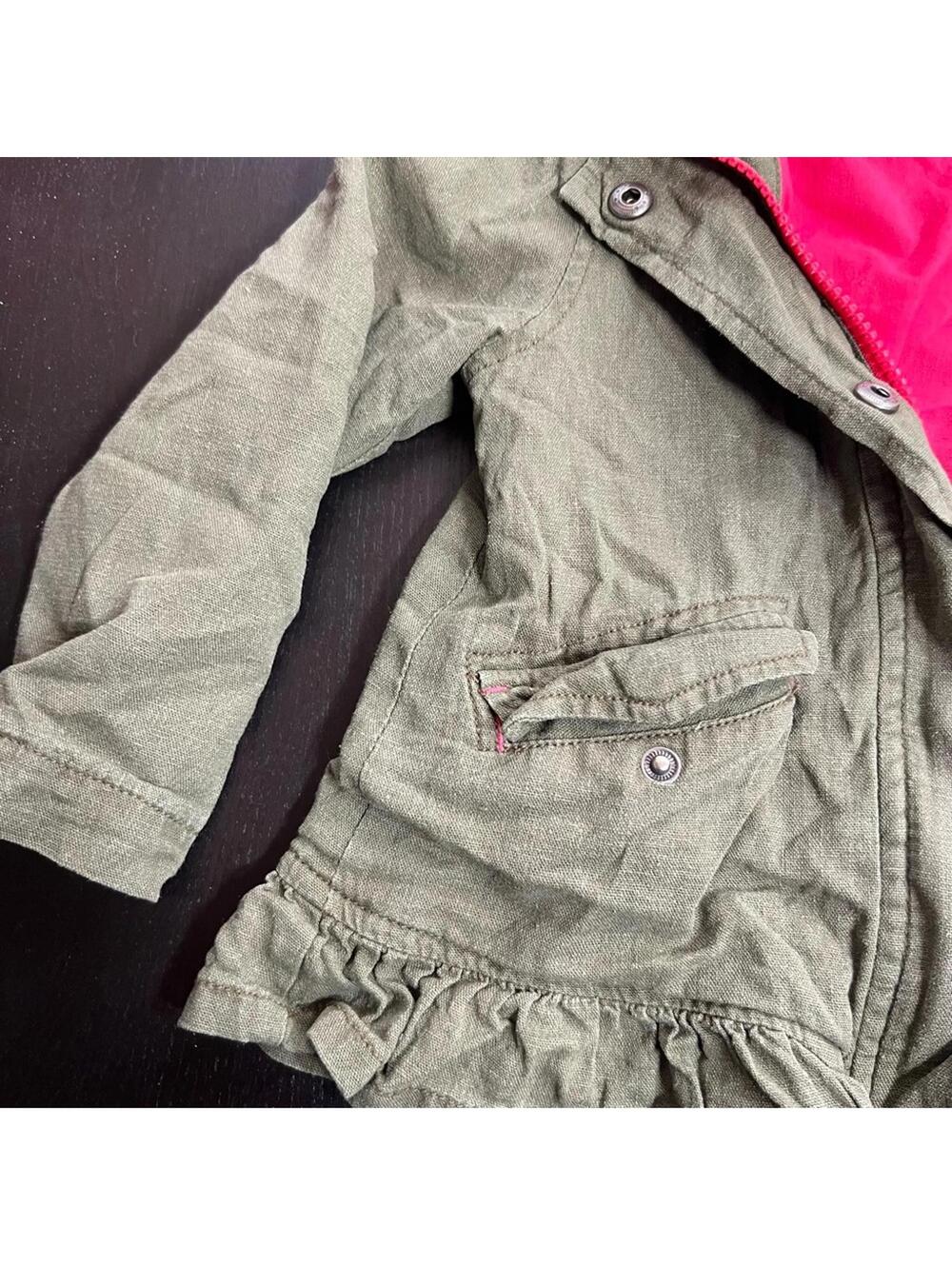 Pink and Green Spring/Fall Coat with Ruffled Hem - Picture 7 of 9